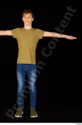 Whole Body Man T poses White Casual Shirt Jeans Slim Standing Studio photo references